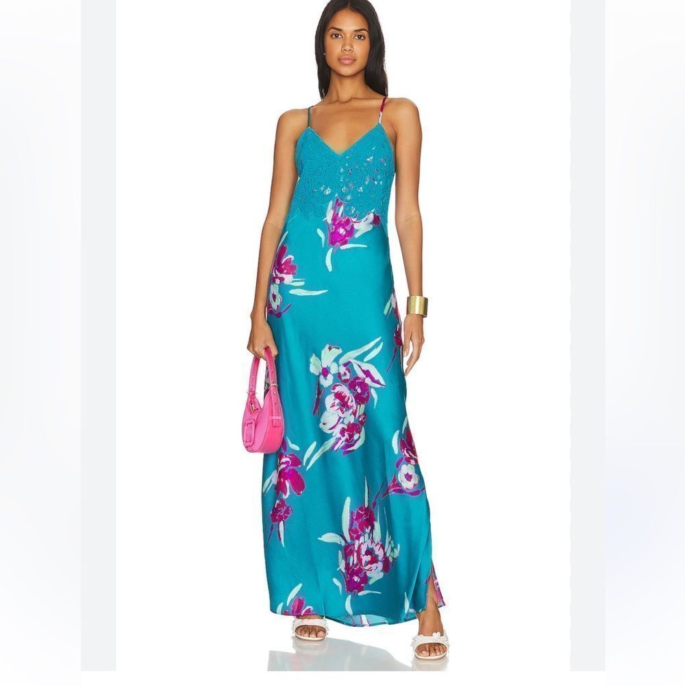 Free People Forever Yours Satin Printed Maxi Dress NWT - Picture 1 of 6